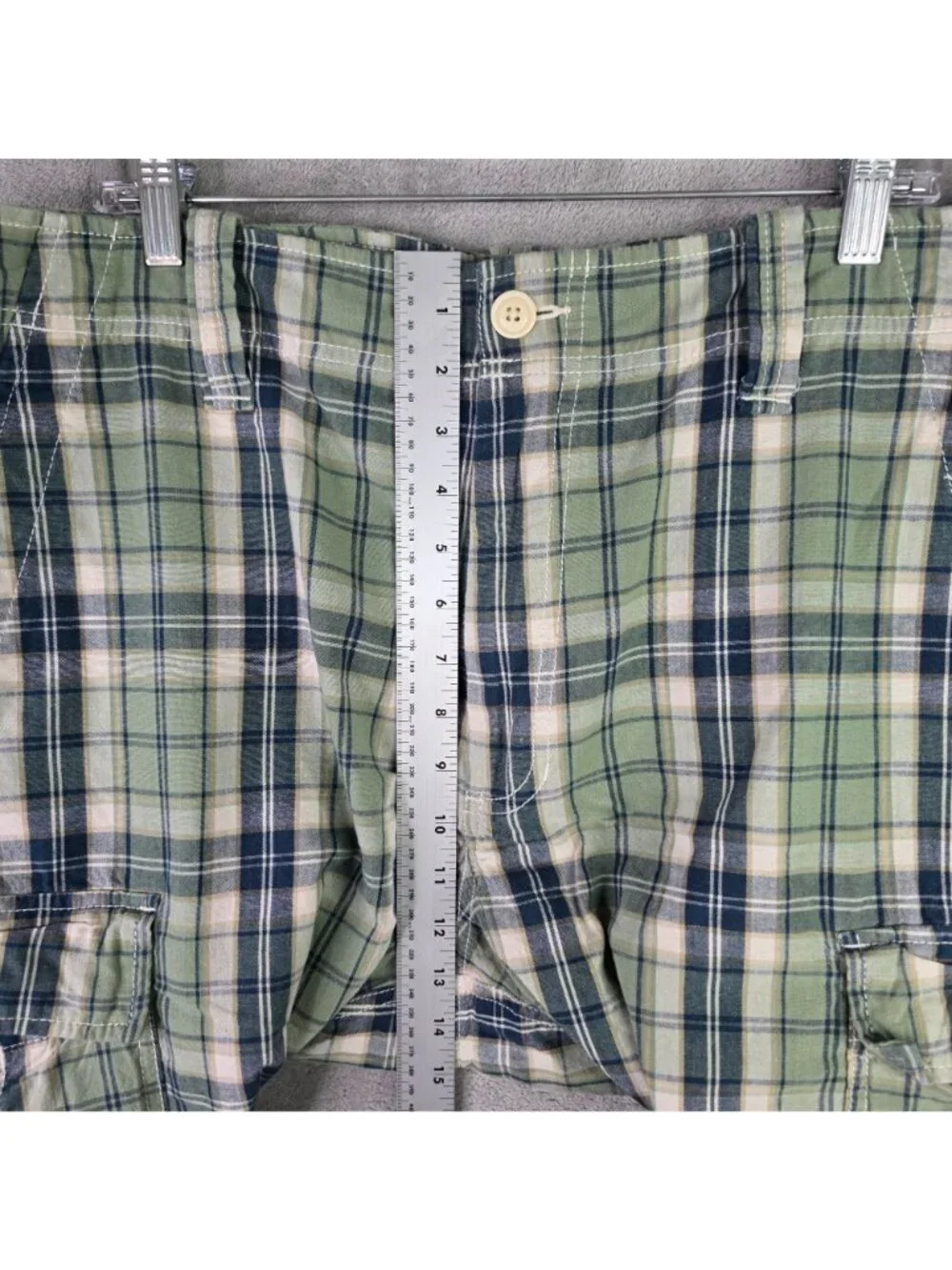 Mens Polo Ralph Lauren Green & Blue Plaid Cargo Shorts 12